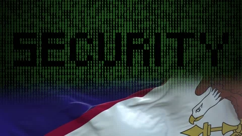 American Samoa flag - Waving flag on matrix binary code background Stock Footage 321422084