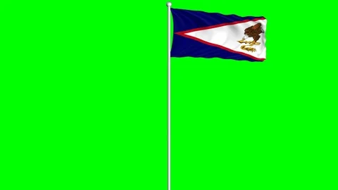 American Samoa Flag Waving Fluttering on Wind Loopable Green Blue Screen Matte Stock Footage