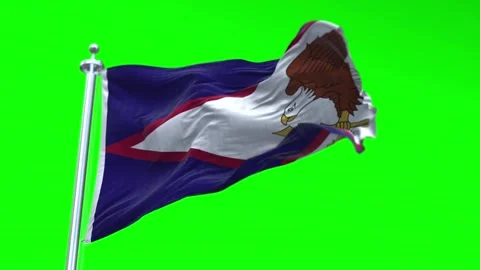 American Samoa Flag Waving in Loopable and Textured green screen background Stock Footage 296876368