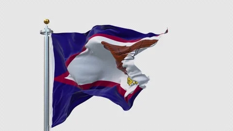 American Samoa flag waving looping with transparent background. Ready to use Video stock 305243609