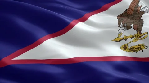 American Samoa flag waving in wind realistic fabric texture high quality an.. Stock Footage 334343544
