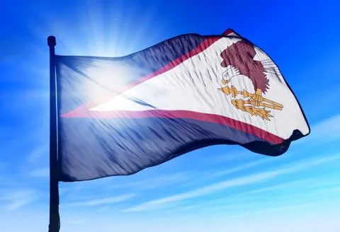 American samoa flag waving on the wind Illustrazione stock