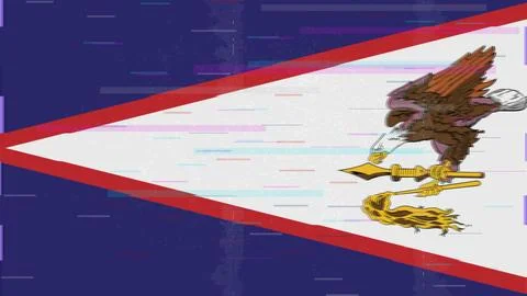 American Samoa Glitch Flag Vector - RGB Split Digital Video Frame Design Stock Illustration