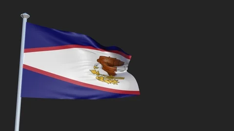 American Samoa - Loopable 3D flag animation with Alpha Channel and Transparen Stock Footage 90966915
