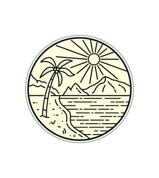 American Samoa National park vector illustration in mono line style art Stock Illustration