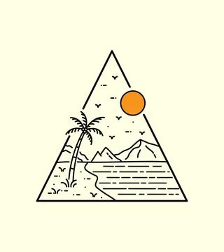 American Samoa National park vector illustration in mono line style art Stock Illustration