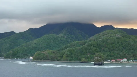 American Samoa sea &amp; cloud on mountain 4k Video stock 46319525