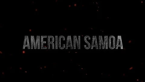 American Samoa text written in a gritty distressed metal style font with fl.. Stock Footage 346695075