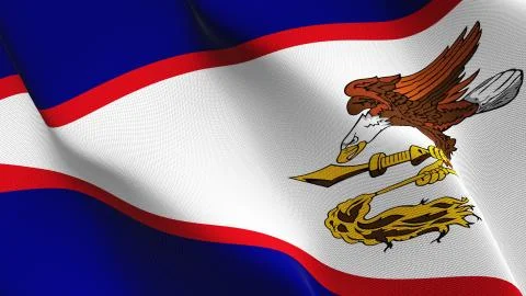 American Samoa US State flag waving on wind. Stock Illustration