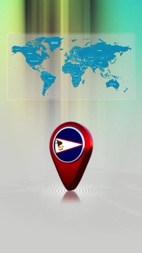 American Samoa World Map Pin Location Background Loop Vertical Stock Footage 343156698
