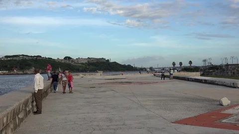 American sentiments in Cuba. US flag on the youth clothing. Habana Malecon, Cuba Stock Footage 70733665