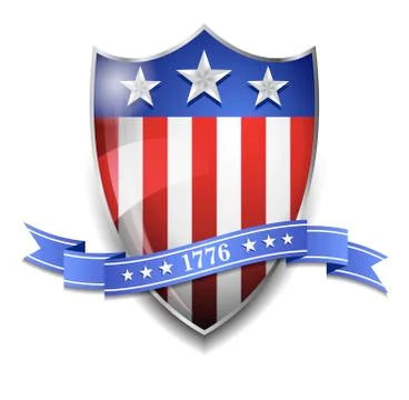 American Shield with 1776 Scroll Stock Illustration