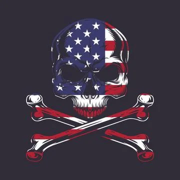 American skull artwork Ilustração Stock