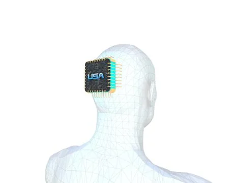 American smart electronic technology chip, artificial intelligence イラスト素材