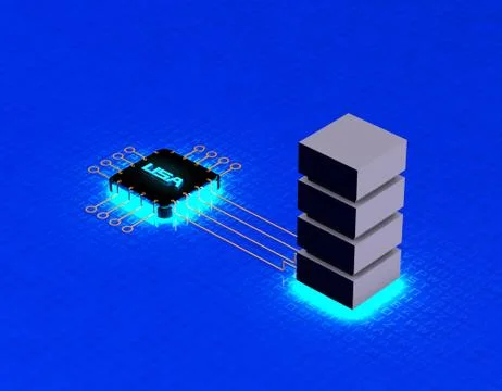 American smart electronic technology chip and server Stock Illustration