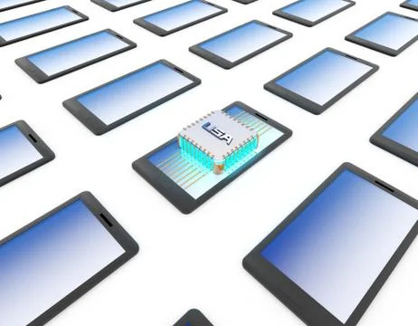 American smart electronic technology chip, mobile phone wireless communication Stock Illustration