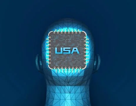 American smart electronic technology chip, artificial intelligence 스톡 일러스트