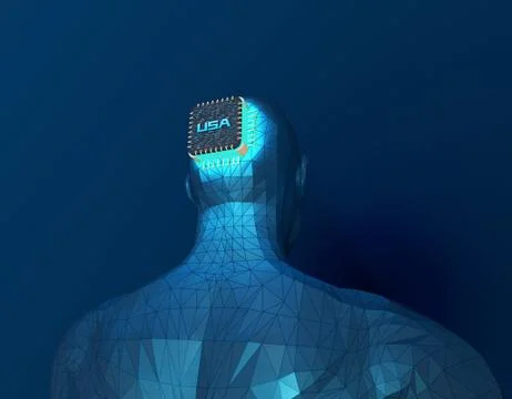 American smart electronic technology chip, artificial intelligence イラスト素材
