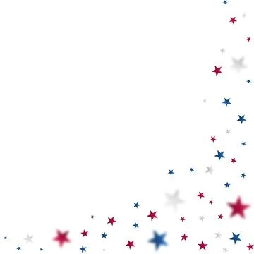 American Star Confetti Border Background with Sparse Whimsical Blue, Red, a.. Иллюстрация