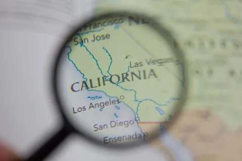 American state California on the map of the world. Stock Photos