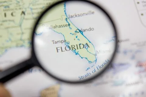 American state Florida on the map of the world. Stock Photos