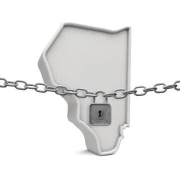 American state of Illinois, under lockdown. 3D Rendering Stock Illustration