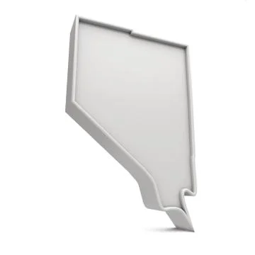 American state of Nevada, simple 3D map in white grey. 3D Rendering Ilustração Stock