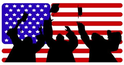 American students, caps Stock Illustration