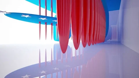 American style abstract smooth white interior with future columns and decor in t Video stock 85167894