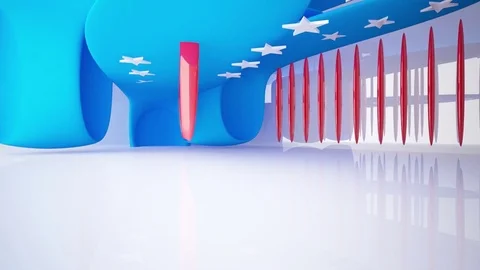 American style abstract smooth white interior with future columns and decor in t Stock-Footage 85169215