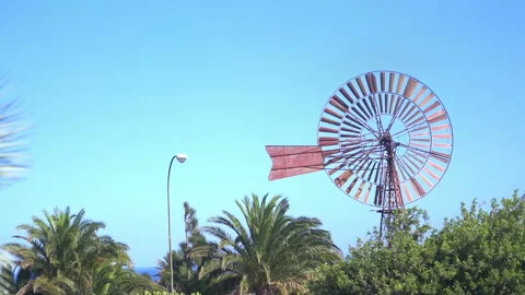American-Style windmill in slow motion 180fps Stock Footage 107535144
