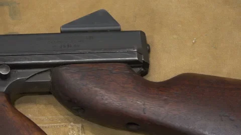 An American Sub-Machine Gun called Thompson Stock Footage 239554761