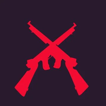 American submachine guns silhouette Stock Illustration
