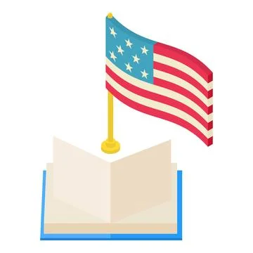 American symbol icon isometric vector. American flag and opened paper book icon Stock Illustration