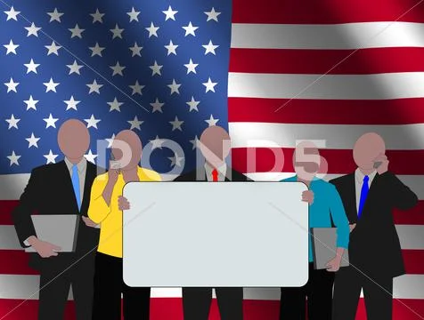 American team with flag Stock Illustration