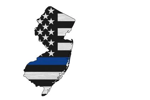 American thin blue line flag on map of New Jersey Stock Illustration