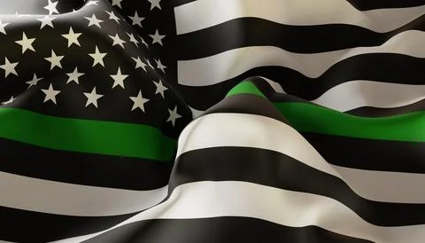 American Thin Green Line flag. Close-Up Stock Illustration