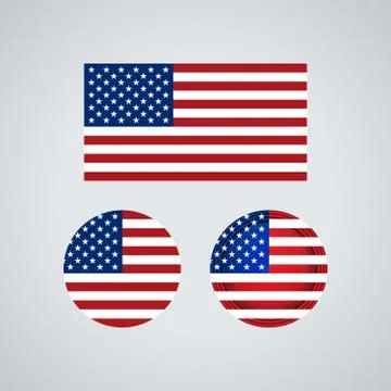 American trio flags, vector illustration Stock Illustration
