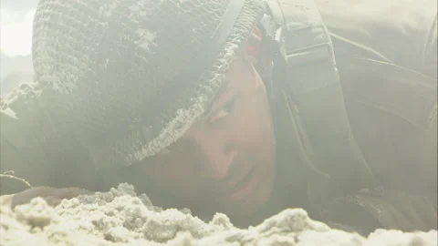American troops storming Normandy during World War II - Reenactment Stock Footage 202892479