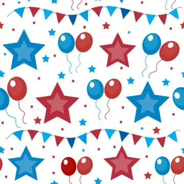 American USA flag seamless patterns. Independence Day, July 4 concept, repe.. Stock Illustration
