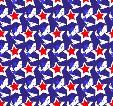 American USA flag seamless patterns. Independence Day, July 4 concept, repe.. Stock Illustration
