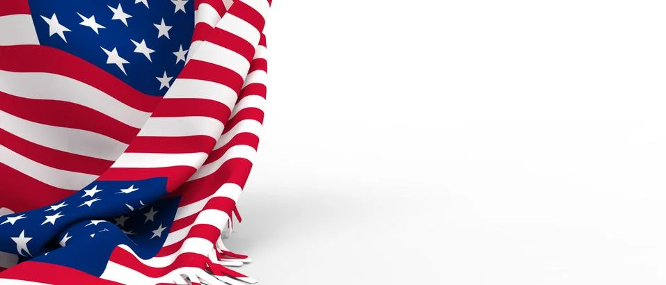 American USA flags isolate, 4th of July Independence Day on white Stock Illustration
