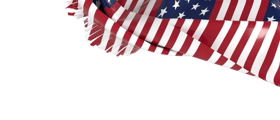 American USA flags isolate, 4th of July Independence Day, United States flags. Stock Illustration