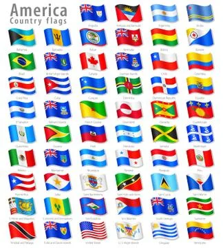 American Vector Waving flag Set Stock Illustration