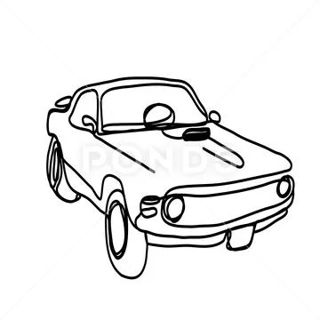American vintage car. Illustration of American car drawing line car ...