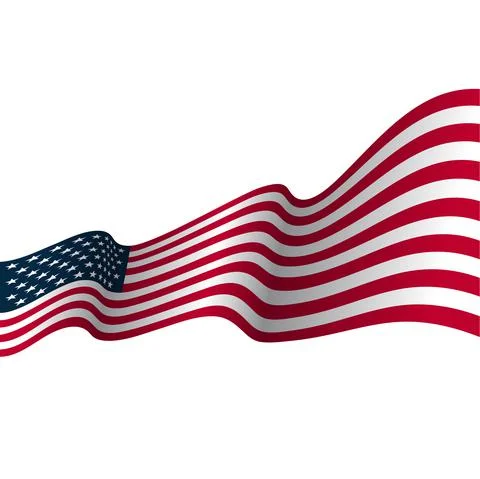 American waving flag vector graphic for any business. Illustrazione stock