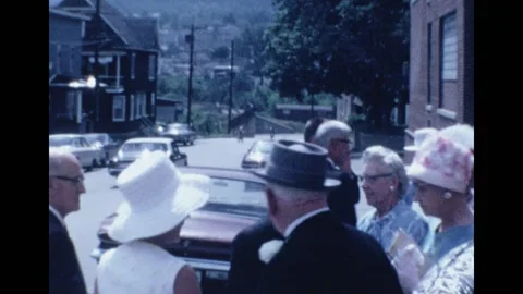 American Wedding 2, car pulls away 1960s vintage Stock Footage 145374866