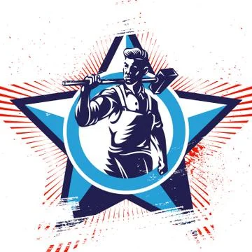American Worker Patriotic Emblems Stock Illustration