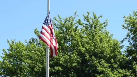 AmericanFlagFlyingHalfMastMemorialDay4K Stock Footage 108698201
