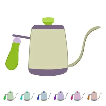 Americano steel drip kettle vector cartoon graphic Stock Illustration